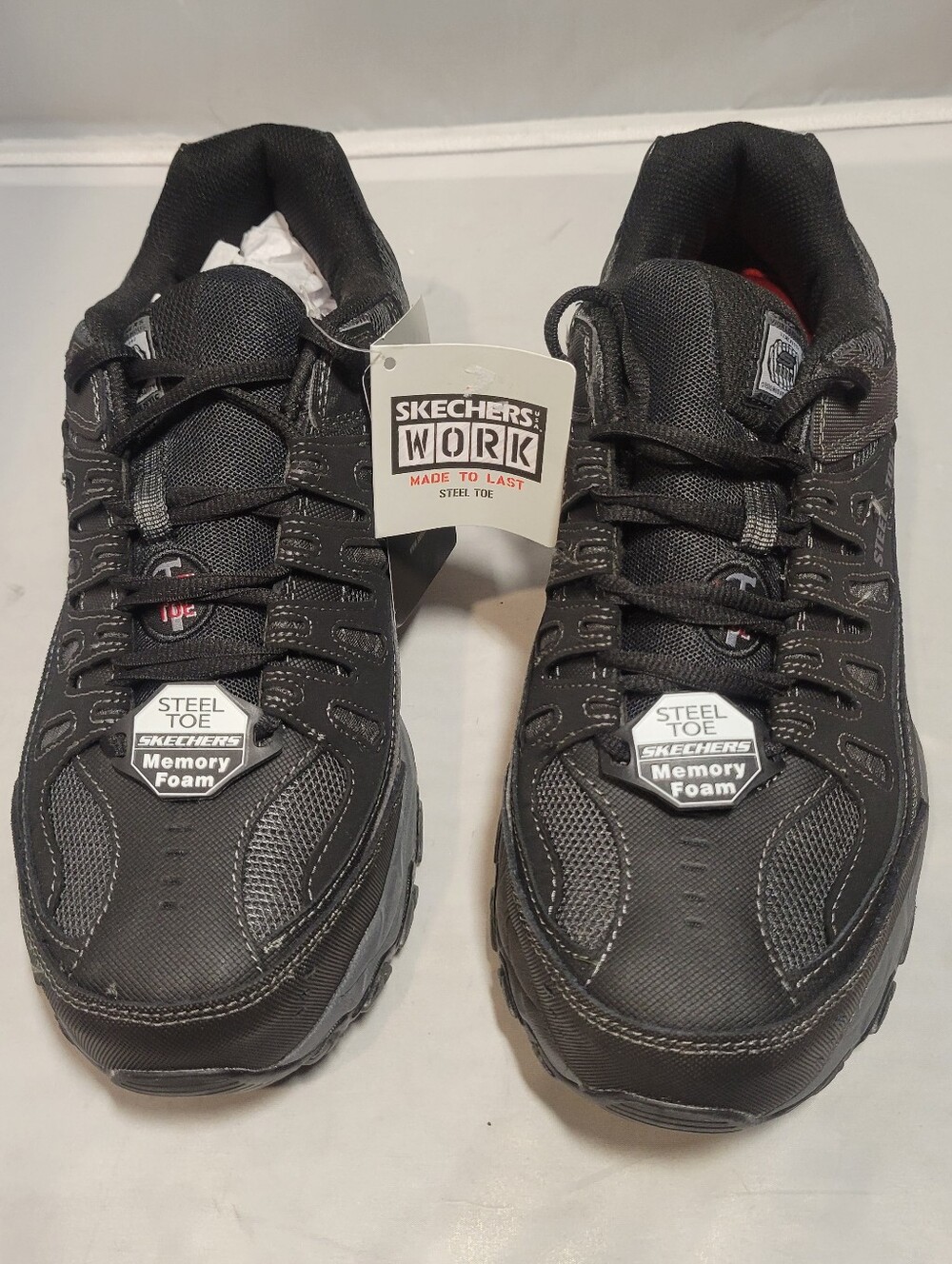Men's 11 Skechers Steel Toe Shoes Work Cankton 77055/BKCC Black …F4